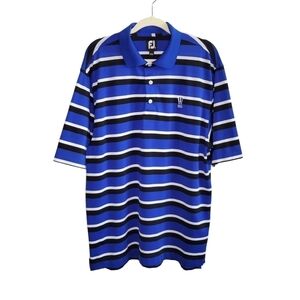 FootJoy Men's Short Sleeve Golf Polo Shirt Size L Blue Black Westchester Hills